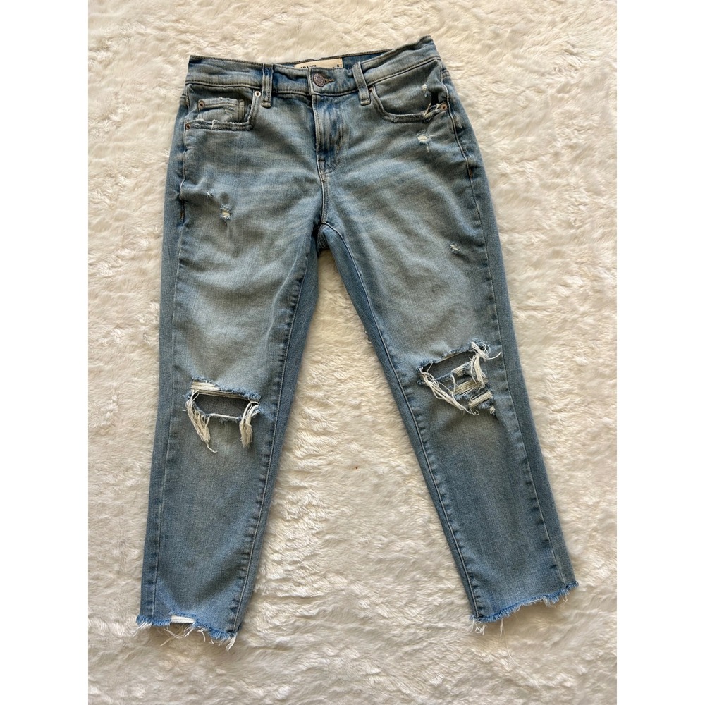 Garage Ankle Straight Jeans Light Wash Distressed Raw Hem‎ Women Sz 1 Streetwear
